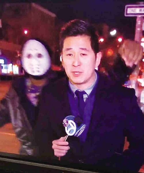 Masked man attacked reporter CeFaan Kim during live broadcast.