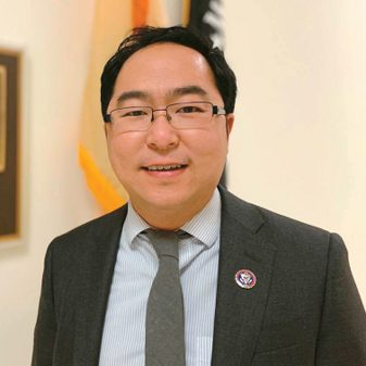 Andy Kim senator in a professional profile photo, highlighting his leadership and political stance.